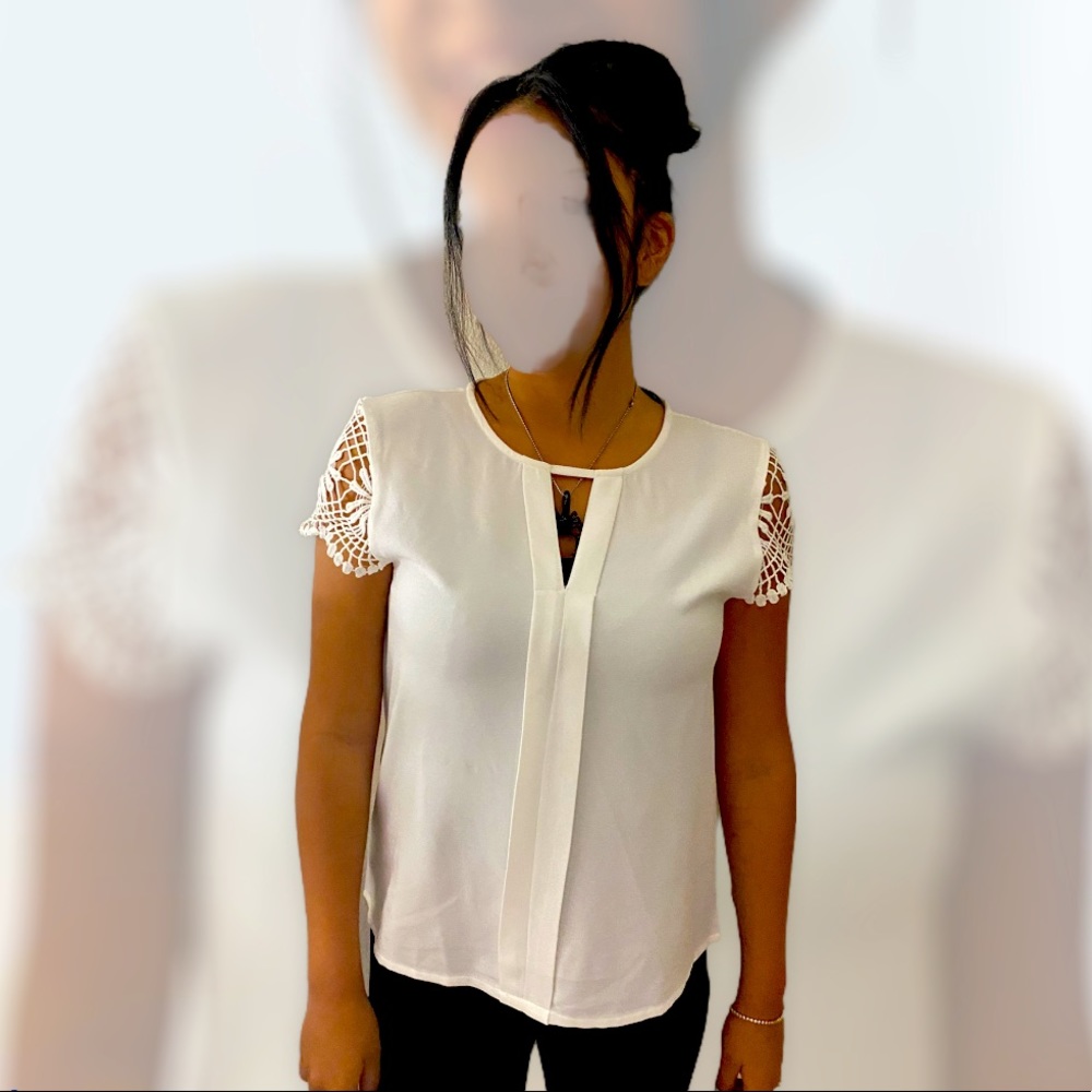 Shein white short sleeve blouse